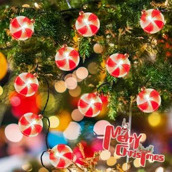 Солнечные гирлянды 2025 Солнечные гирлянды в виде леденцов Уличные водонепроницаемые солнечные рождественские украшения Светильники для сада 382 5M 20LED ярко-розовый