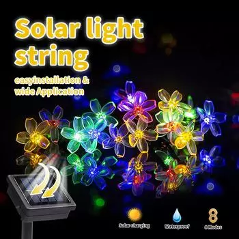 Солнечные гирлянды для цветов/пчел, уличные водонепроницаемые гирлянды 5 м/7 м/светильник для садового забора, патио, двора, рождественской елки Flower- 5m 20leds белый