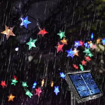 Солнечные гирлянды для украшения улицы, гирлянды в форме звезд на солнечных батареях, водонепроницаемые рождественские гирлянды для сада, патио 472 5M 20LED