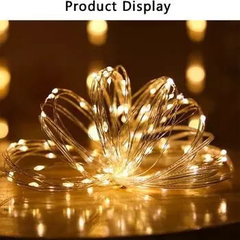 Солнечные гирлянды Fairy String Lights Outdoor Водонепроницаемые 8 режимов Мерцающие рождественские украшения Lights Graden Tree Decor 300LED 592 5M 50LED теплый белый