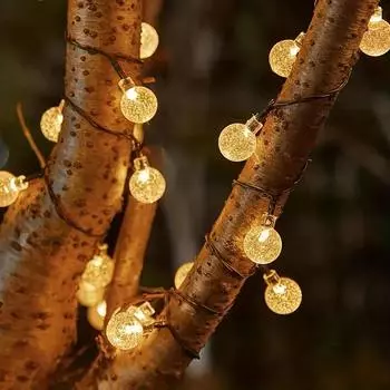 Солнечные гирлянды IP65 Crystal Globe 100 LED 8 режимов освещения Солнечный уличный садовый светильник для Хэллоуина, рождественской вечеринки, кемпинга 7M 50leds