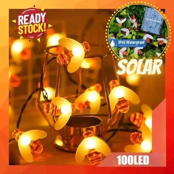 Солнечные гирлянды на основе пчелиных лампочек, уличная гирлянда на Рождество, 8 режимов, водонепроницаемый светильник для патио, декор для садовой вечеринки Battery-1.5M 10LED