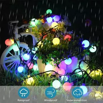 Солнечные гирлянды, наружные, 200 светодиодов, солнечные гирлянды, водонепроницаемые, с 8 режимами, солнечные садовые светильники, шаровое освещение, украшение 453 5M 20LED