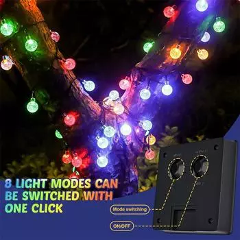 Солнечные гирлянды, наружные хрустальные шарообразные светильники для сада, патио, водонепроницаемые светильники на солнечных батареях для вечеринки, свадьбы, декора 340 5M 20LED