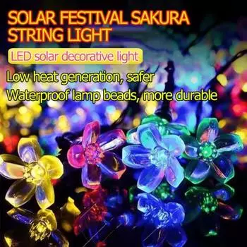 Солнечные гирлянды рождественские огни на открытом воздухе 50 светодиодов 8 режимов водонепроницаемый цветочный сад цветение освещение вечеринка украшение дома Flower- 5m 20leds белый