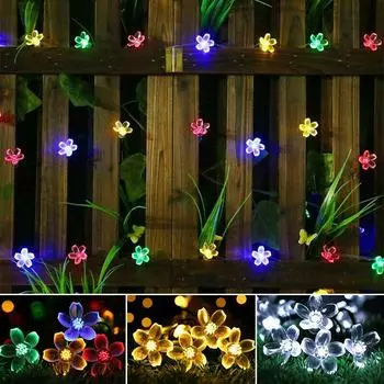 Солнечные гирлянды, светодиодные гирлянды, рождественские, свадебные, новогодние, вечерние украшения, водонепроницаемые, уличные, садовые лампы, декор