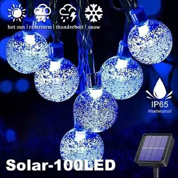 Солнечные гирлянды, уличный светодиодный солнечный пузырьковый шаровой светильник, 8 режимов, водонепроницаемая лампа для декора садовой вечеринки, праздничное освещение