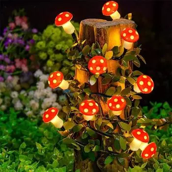 Солнечные грибовидные гирлянды, садовые светильники для уличных рождественских украшений, 8 режимов, солнечные светильники для дорожек в саду и газоне 634 Solar 5M 20LED