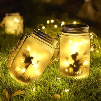 Солнечные лампы Mason Jar DIY Матовая лампа из бутылки Уличный фонарь светодиодный водонепроницаемый Сказочный светлячок банка гирлянда для двора Декор