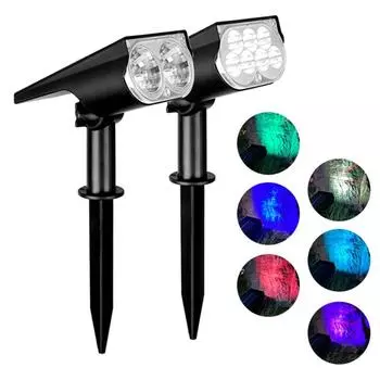 Солнечные лампы, меняющие цвет, автоматические солнечные лампы, регулируемый угол наклона, водонепроницаемый ландшафт warm light