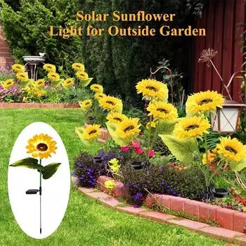 Солнечные лампы-подсолнухи, светодиодная гирлянда, водонепроницаемая, для сада, газона, вечеринки, рождественского украшения, работающая на солнечной энергии лампа 1 Head