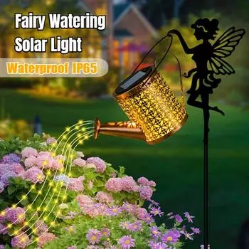 Солнечные лейки, уличные водопадные садовые гирлянды, водонепроницаемый IP65 солнечный чайник проекционный светильник Without stand