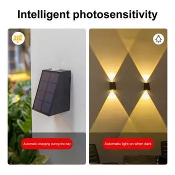 Солнечные настенные светильники, энергосберегающее освещение, акриловые полезные лампы на солнечных батареях, пейзажный светильник вверх и вниз, садовые принадлежности чёрный