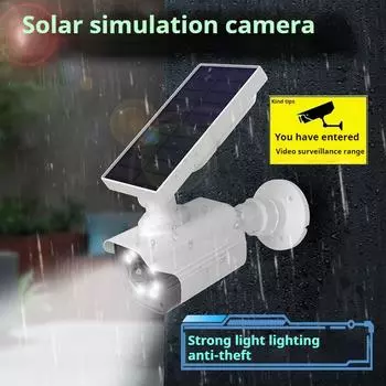Солнечные настенные светильники Имитация камеры наблюдения Датчик тела Патио светильники Садовый прожектор Поддельные светильники для камер
