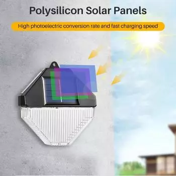 Солнечные настенные светильники, квадратные солнечные беспроводные настенные светильники, водонепроницаемые уличные настенные светильники, декоративные для сада, патио, двора