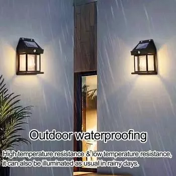 Солнечные настенные светильники, наружный настенный светильник с 3 режимами освещения, датчик движения, водонепроницаемые солнечные светильники для крыльца, патио, гаража, двора 2pcs