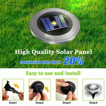 Солнечные наземные фонари Светодиодные водонепроницаемые солнечные садовые фонари Яркие уличные фонари для грунта Ландшафтное освещение для патио, дорожки, газона White