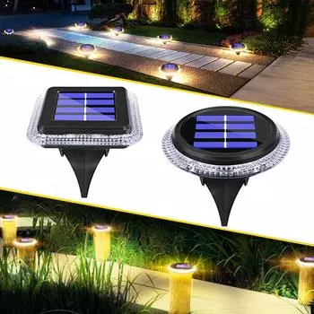 Солнечные наземные светильники 8 светодиодов, уличные солнечные светильники, настенный светильник, водонепроницаемый, встраиваемый в землю, солнечный светильник для украшения дорожек, сада, патио, газона White