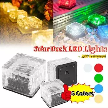 Солнечные палубные светильники, уличные водонепроницаемые светодиодные кирпичные светильники, светильники для мощения, ландшафтный светильник для сада, патио, дорожки, декор двора red-1pcs