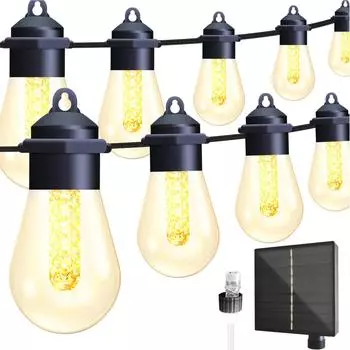 Солнечные панели светодиодные уличные гирлянды 49 футов 20 лампочек гирлянды в форме шара водонепроницаемые патио светильники для USB Plug чёрный