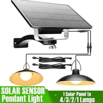 Солнечные подвесные светильники для использования в помещении, винтажные светодиодные солнечные фонари для навесов с 1/2/3/4 лампами, IP65, водонепроницаемый настенный датчик, охранное освещение 1 Lamp теплый белый