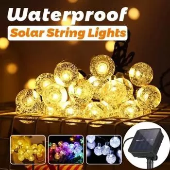 Солнечные пузырьковые шары Лампочки Гирлянды Уличные капли воды Уличные водонепроницаемые шары Рождественские огни Патио Праздничная вечеринка 5M&20LEDs 1pc белый