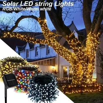 Солнечные рождественские огни гирлянды на солнечных батареях водонепроницаемые уличные с 8 режимами гирлянды для рождественской елки для сада свадьбы 837 5m 20 led