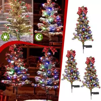 Солнечные рождественские огни на елку, 40 светодиодных лампочек, солнечные водонепроницаемые рождественские огни, уличные светильники для украшения сада, солнечные рождественские украшения, для патио One Size