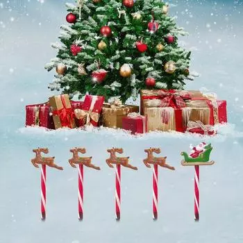 Солнечные рождественские садовые фонарики на солнечных батареях, светодиодные светильники в виде оленей Санта-Клауса, работающие на солнечной энергии, для наружного декоративного ландшафтного освещения 872 5pcs in one