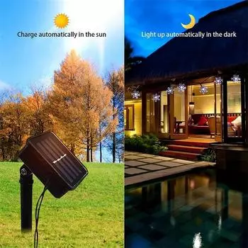 Солнечные рождественские снежинки гирлянды многоцветные светодиодные уличные садовые праздничные украшения для рождественских декоративных огней 7M 50LEDS разноцветный