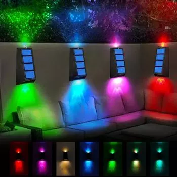 Солнечные садовые фонари RGB, меняющие цвет, водонепроницаемые настенные украшения, солнечное освещение для дорожек, заборов, лестниц Two colors-1pcs