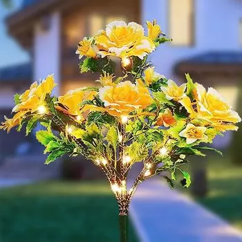 Солнечные садовые фонари с 14 цветами роз - светодиодные солнечные фонари для цветов на открытом воздухе, водонепроницаемые с большей солнечной панелью