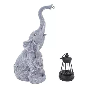 Солнечные садовые статуэтки на открытом воздухе, светильники для матери, милые фигурки слона для малыша с декором в виде солнечного фонаря