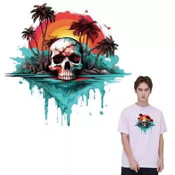 Солнечные сахарные черепа, термопереводные наклейки, наклейки для одежды, теплопередача, Diy Parches, Ropa, железная нашивка, принадлежности для рукоделия своими руками