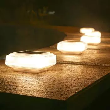 Солнечные столбы с 2 режимами освещения, прозрачный абажур, водонепроницаемый, теплый свет, солнечный столб, палубный колпак, светильник для садового ограждения теплый белый