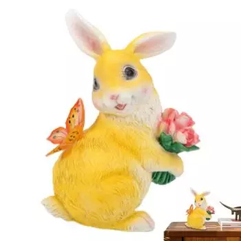 Солнечные светильники для кроликов, фигурка животного для сада, наружные статуи, декор для газона, декоративная садовая статуя для