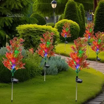 Солнечные светодиодные фонари для рождественской елки, наземный светильник для уличного газона, водонепроницаемый солнечный свет для дома, свадьбы, двора, сада, украшения разноцветный