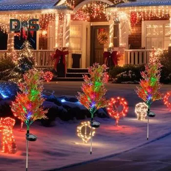 Солнечные светодиодные фонари для рождественской елки, наземный светильник для уличного газона, водонепроницаемый солнечный свет для дома, свадьбы, двора, сада, украшения разноцветный