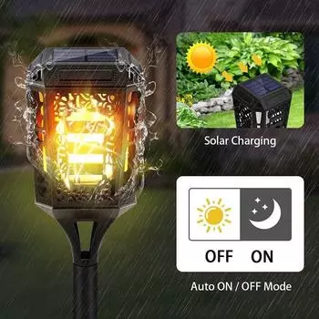 Солнечные светодиодные фонари для сада, ландшафта, газона, ретро-лампа для подвесного пламени, фестивальный декор 2025 года, солнечный свет, двор, патио 1PCS