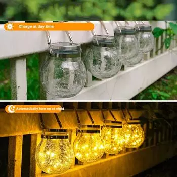 Солнечные светодиодные фонари, хлопающий шарик, стеклянная крышка для бутылки, волшебная гирлянда, уличное рождественское украшение для сада, 2025 г., лампа в банке Мейсона 1PCS