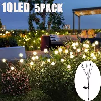 Солнечные светодиодные фонари, уличный светлячок, пейзажная лампа, украшение сада, водонепроницаемый домашний газон, фейерверк, Рождественская терраса, декор для балкона 2PCS 6LED жёлтый