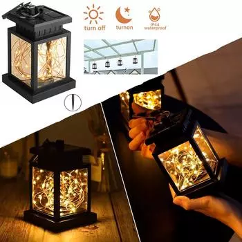 Солнечные светодиодные гирлянды для уличного сада, подвесные фонари с крючками