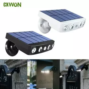 Солнечные светодиодные светильники с наружным датчиком движения, настенное крепление, водонепроницаемые прожекторы на солнечных батареях для сада