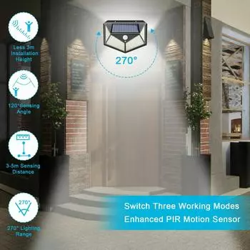 Солнечные светодиодные светильники, водонепроницаемые настенные светильники, декоративные настенные зеркала, светильники для сада, дома, украшения для дома, роскошный домашний декор 11-15W&black