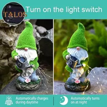 Солнечные светодиодные украшения в виде гнома, безликий пожилой человек, автоматическое включение/выключение, водонепроницаемый сад, двор, сказочный путь, ландшафтное украшение, фигурка, патио, газоны зелёный