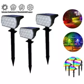 Солнечные точечные светильники для улицы, меняющие цвет, 7 режимов, рождественские IP65 водонепроницаемые ландшафтные прожекторы от заката до рассвета для патио и сада RGB-1PC