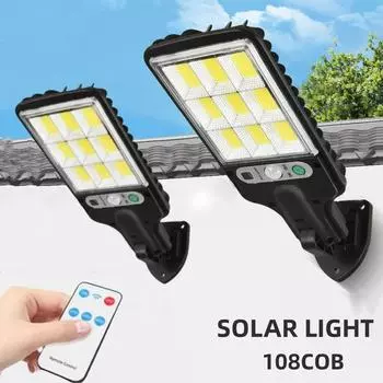 Солнечные уличные фонари наружные 108COB датчик движения солнечный настенный светильник с 3 режимами водонепроницаемый безопасность для освещения сада и двора 1pcs