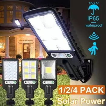 Солнечные уличные фонари Наружный настенный светильник Дорожный фонарь 3 режима освещения Водонепроницаемый PIR-датчик движения Патио Садовое охранное освещение для садового патио C-1PC белый