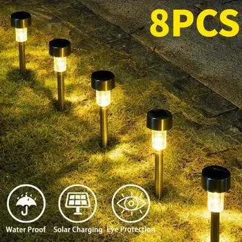 Солнечные уличные фонари, садовые лампы, водонепроницаемые, на солнечных батареях, пейзажные дорожки, уличные для двора, двора, лужайки, патио, декоративные White Light 1PC