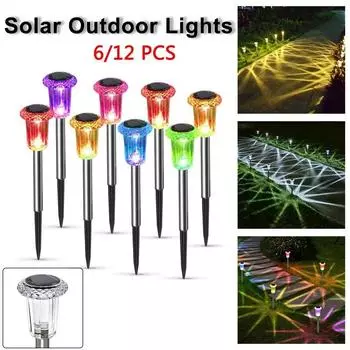 Солнечные уличные фонари, садовые лампы, водонепроницаемые, на солнечных батареях, пейзажные дорожки, уличные для двора, двора, лужайки, патио, декоративные 1PC-colored light